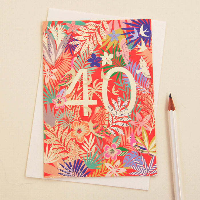 40th Birthday Number Greetings Card - Precious Sparkle