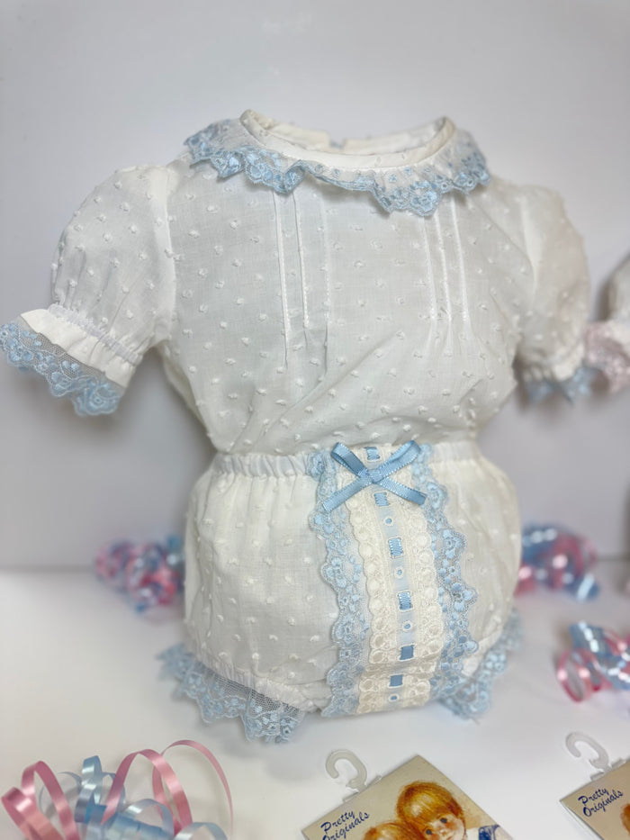 Miranda SS25 Cream/Blue Jam Pant Set