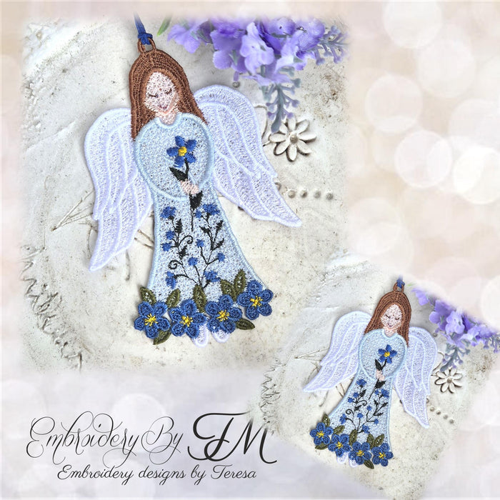 Angel with forget-me-nots /5x7 hoop