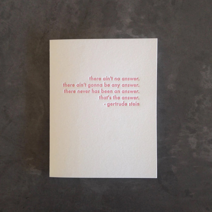 Answer Gertrude Stein Card