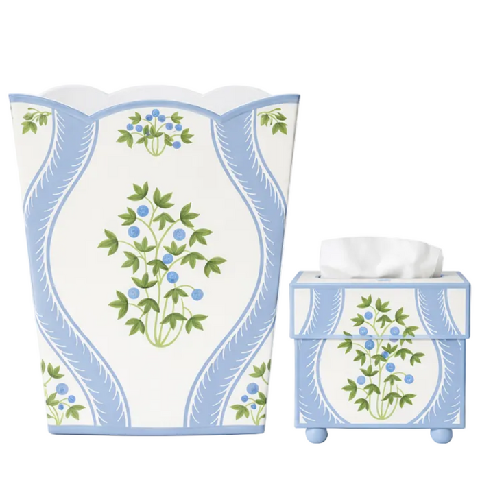 Blueberry Square Wastepaper Basket & Tissue - The Well Appointed House
