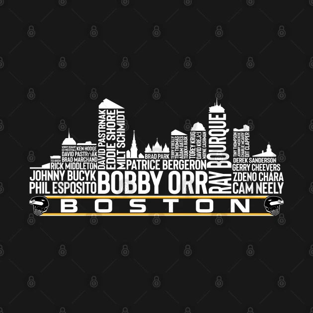 Boston Hockey Team All Time Legends, Boston City Skyline T-Shirt