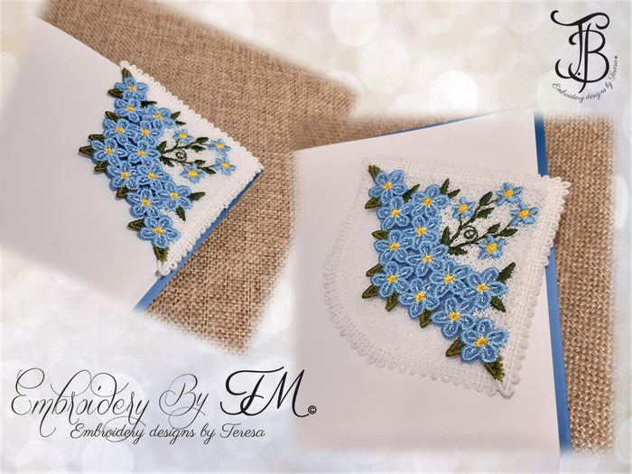 Corner bookmark FSL/ Forget-Me-Not /4x4 hoop