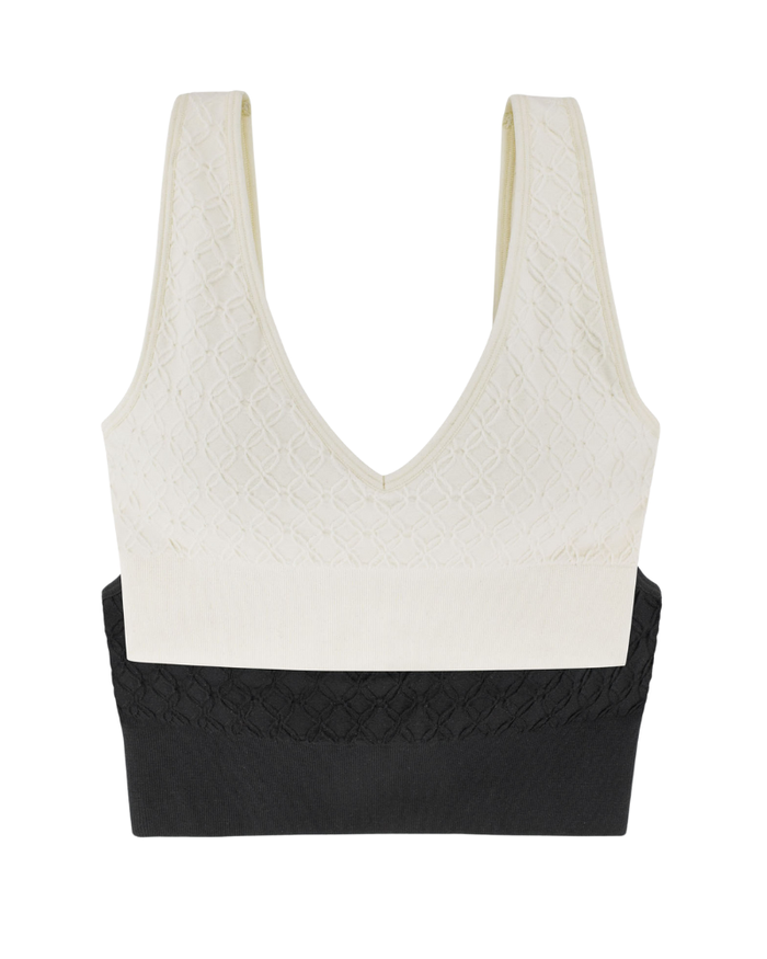 Dorina D001085 Azure Comfy Ivory/Black 2 Pack Bralette Set myselflingerie.com