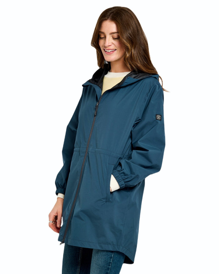 Atlantic coloured Dubarry Womens Brookside Hooded Rain Mac on white background #colour_atlantic