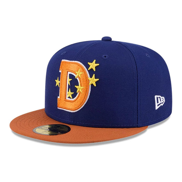 Pictured is this MiLB Theme Night Durham Bulls 59FIFTY Fitted cap in navy. 1