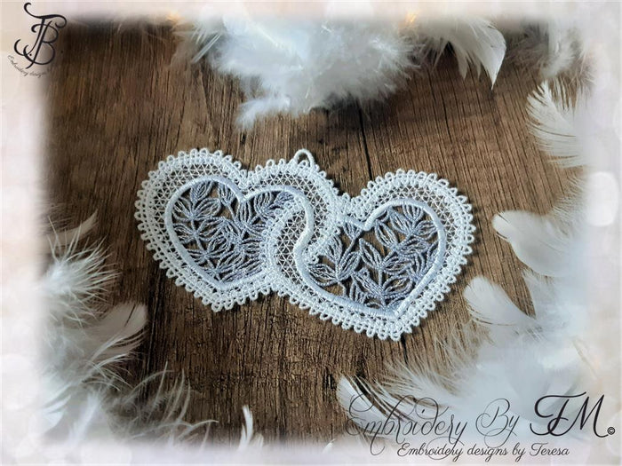 Heart FSL No.4/ bobbin lace / 4x4 hoop/ two variations