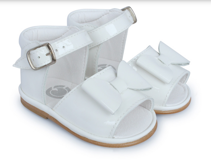 Marina White Patent Leather Sandals.