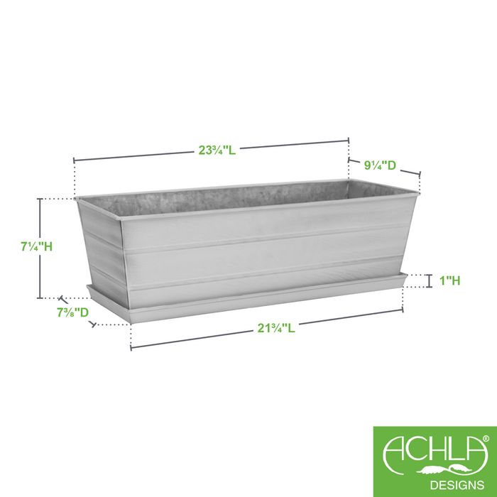 Medium Galvanized Flower Box with Tray- The Well Appointed House