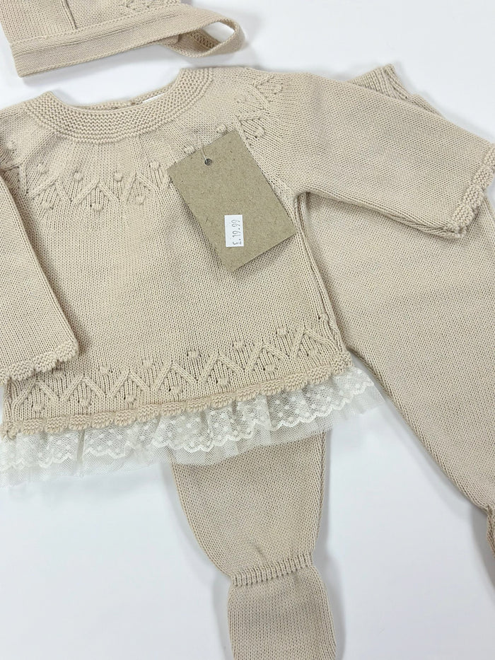 MIA BELLA 3 Piece Luxury Knitset Beige