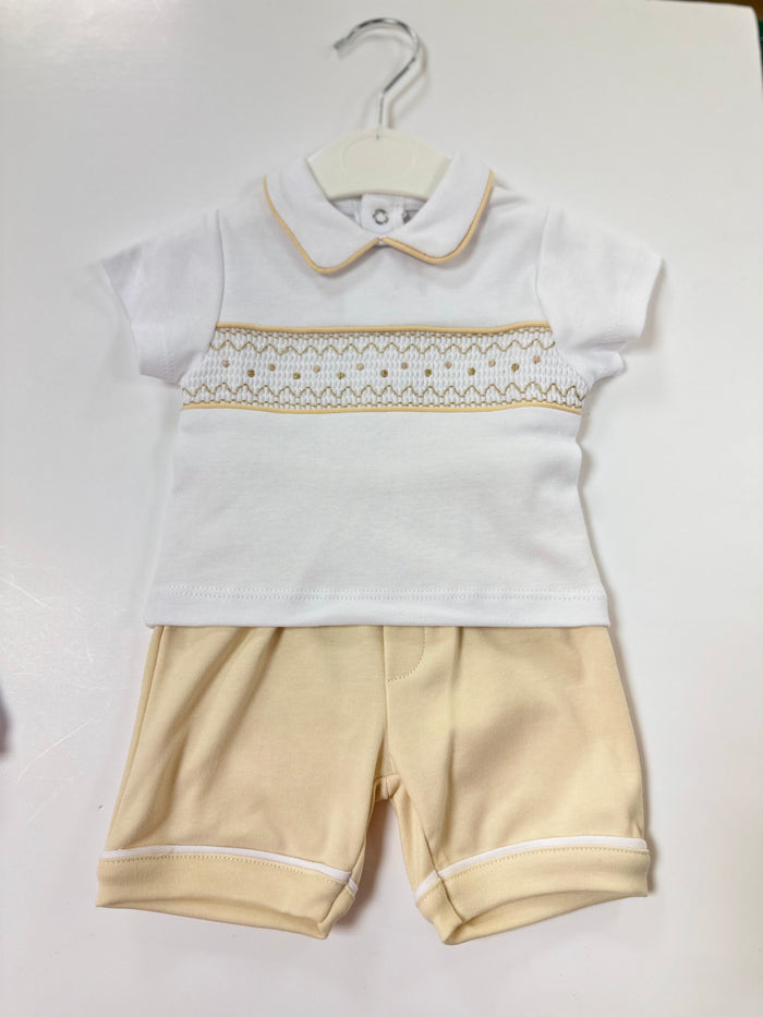 MIA BELLA Camel/White Shorts Set