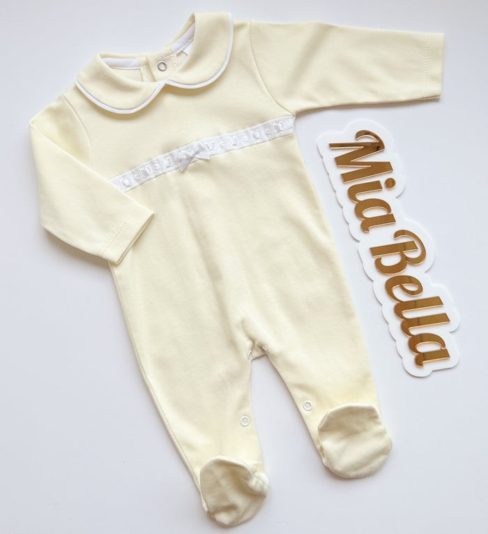 MIA BELLA Lemon/White Baby Grow