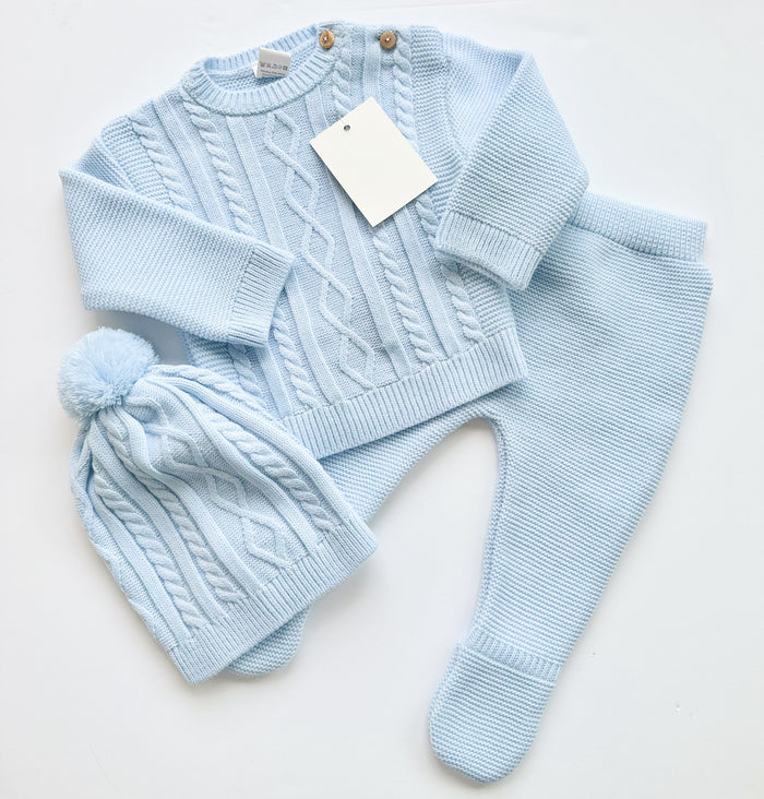 MIA BELLA Pale Blue Knit 3 Piece Set