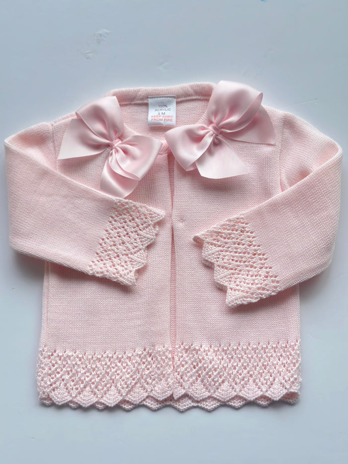 MIA BELLA Pink Bow Cardigan