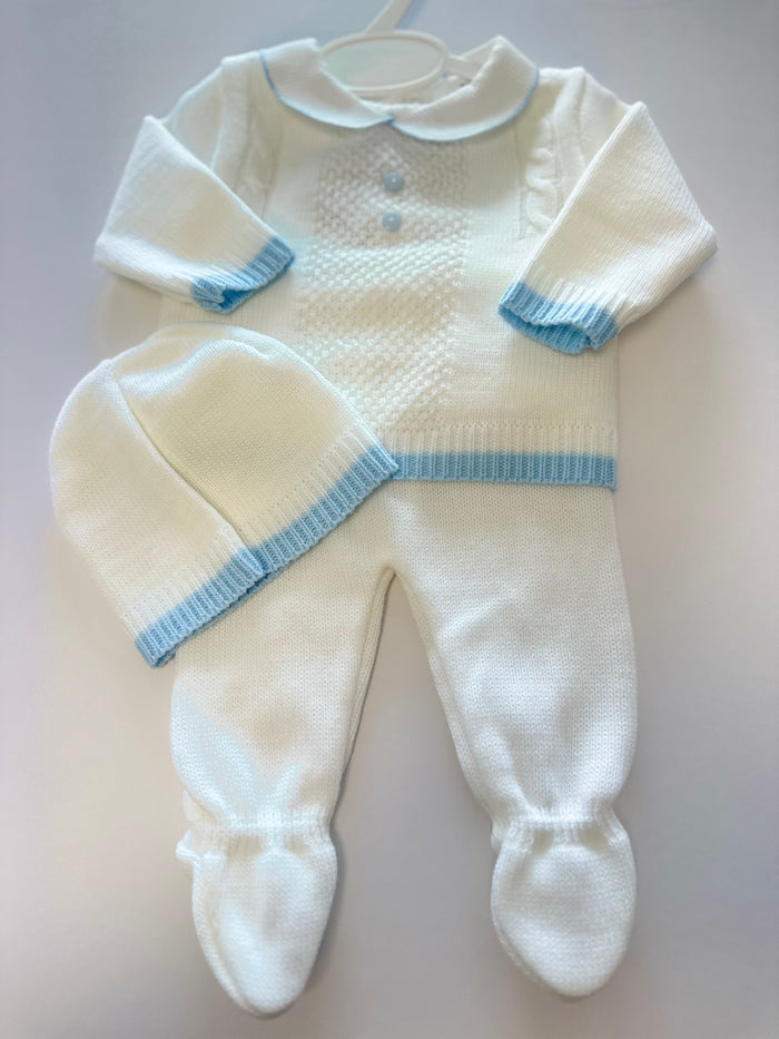 Mia Bella White Knitted 3 piece set Cable Detail