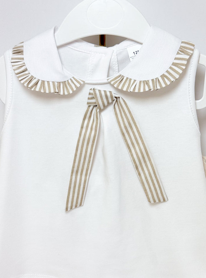 MIA BELLA White/Camel Girls Shorts Set