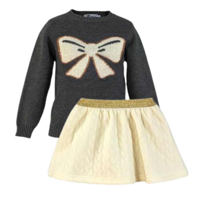 Miranda Cream/Grey Jumper Skirt Set