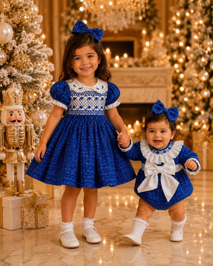 Naxos Cobalt LUXE Royal Blue Hand Smocked Romper