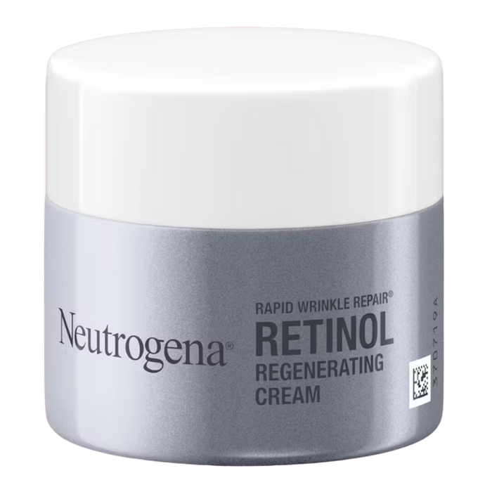 Neutrogena Retinol Regenerating Cream jar reduces deep wrinkles, fine lines and dark spots for smoother, younger-looking skin