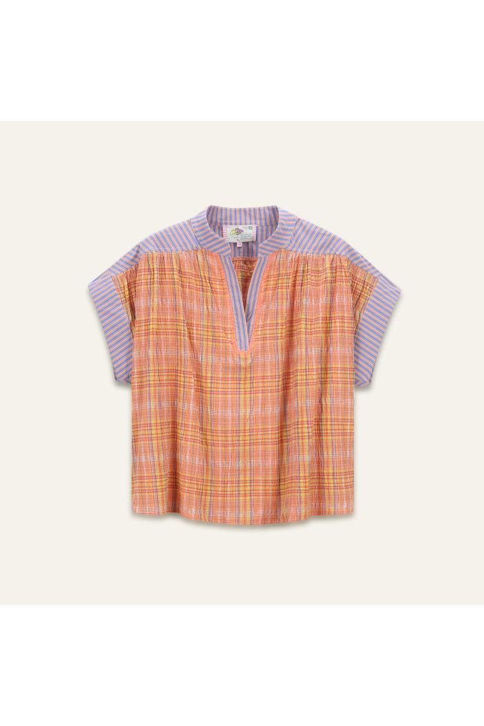 Orfeo Nah Blouse Orange Check - Precious Sparkle