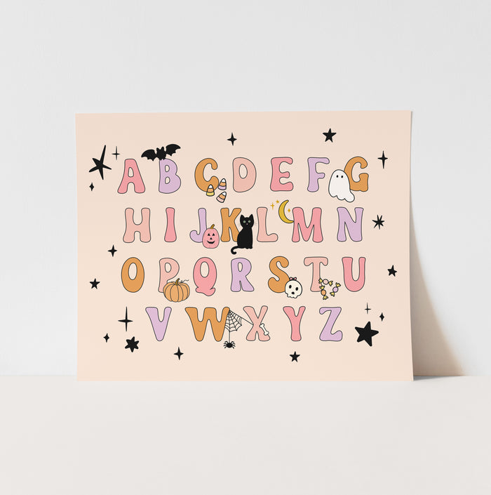 {Pink} Halloween Alphabet Art Print