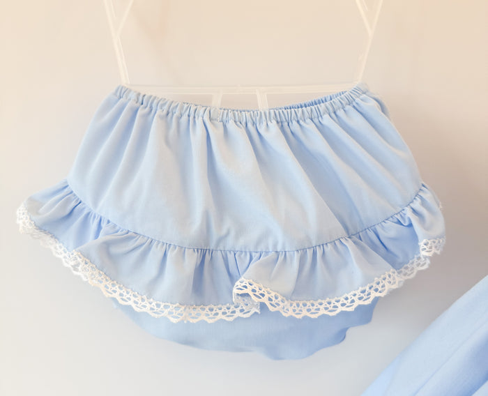Pretty Originals Classic Blue Smocked Dress/Pants and Headband