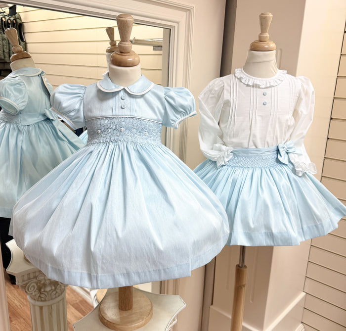 Pretty Originals Cream/Blue Skirt Set
