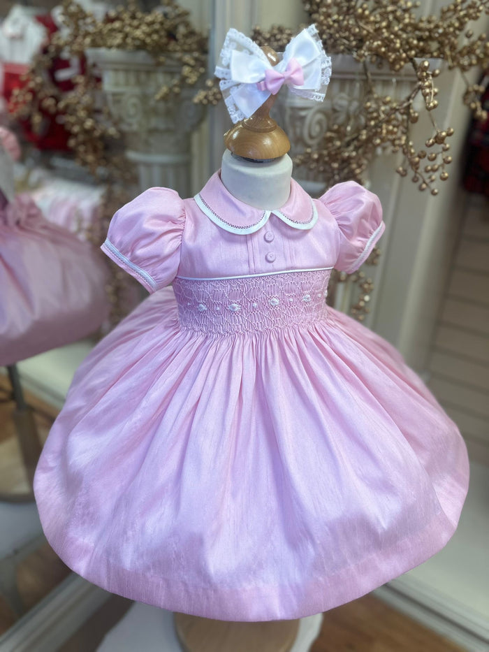 Pretty Originals Pink Luxe Smocked Dress