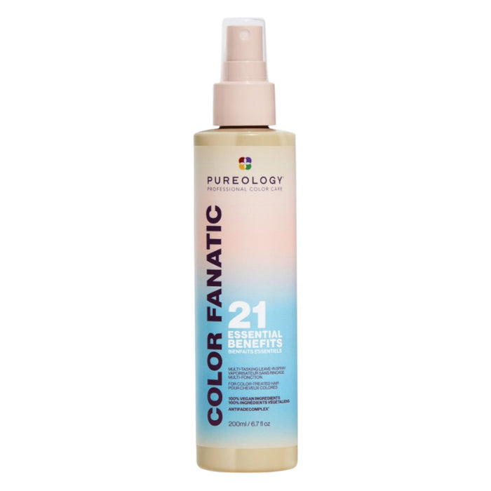 Pureology Color Fanatic Multi-Tasking Leave-In Spray 200ml in beige-colored clear spray bottle.