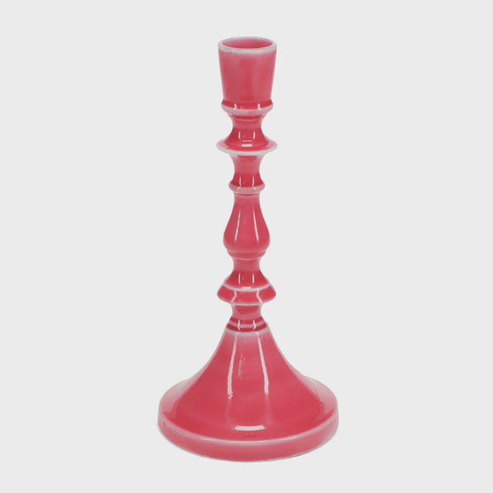 Rex Enamel Candlestick Vibrant Pink 19cm - Precious Sparkle