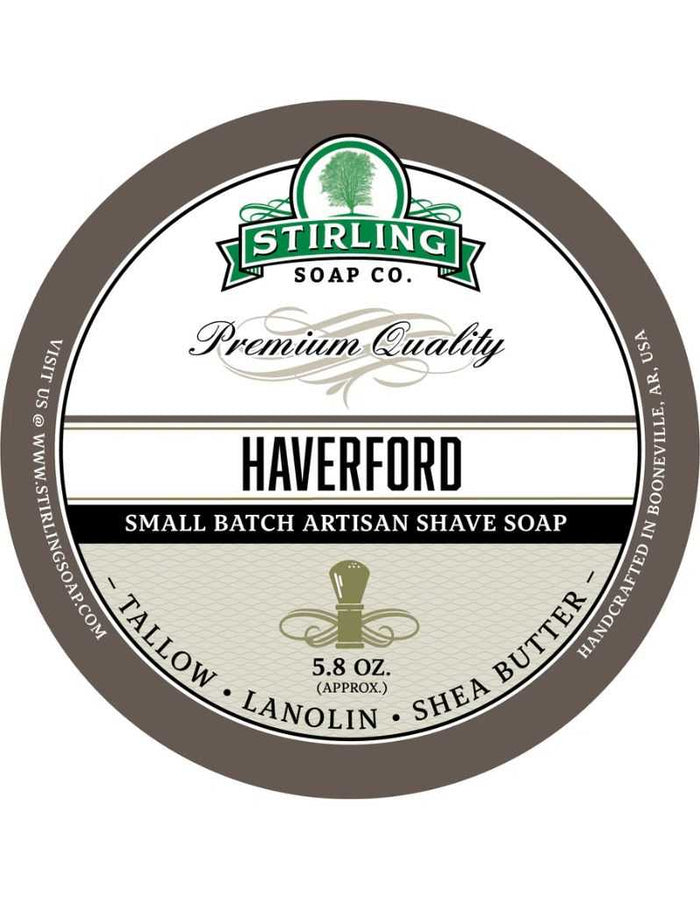 Stirling Haverford Shaving Soap label