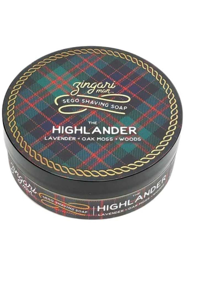 Zingari Man Highlander shaving soap tin with tartan design