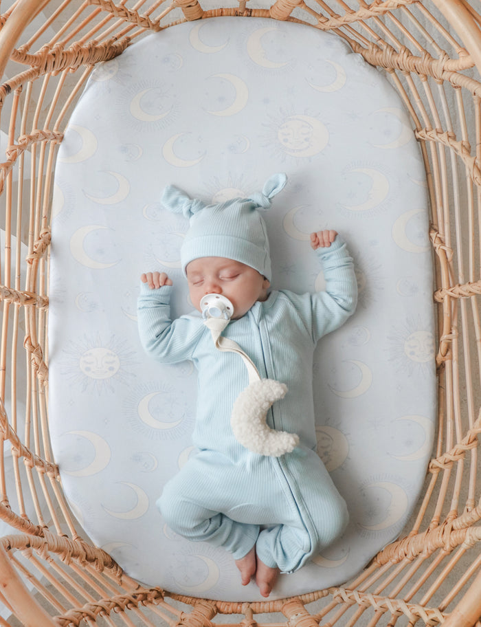 Zip Romper - Blue Ribbed