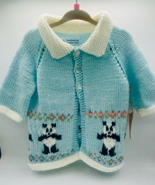 12-18 M Light Blue Acrylic Panda Knit Coat