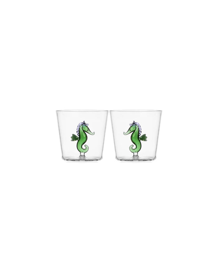 2 PIECES  TUMBLER SEAHORSE GREEN