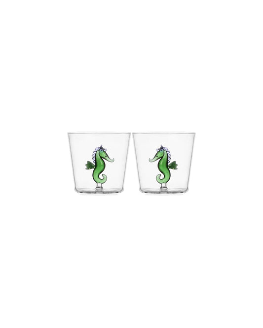 2 PIECES  TUMBLER SEAHORSE GREEN