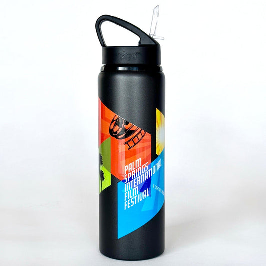 2023 Palm Springs Film Festival Poster Water Bottle - Black - Destination PSP