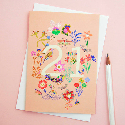 21st Birthday Number Greetings Card - Precious Sparkle