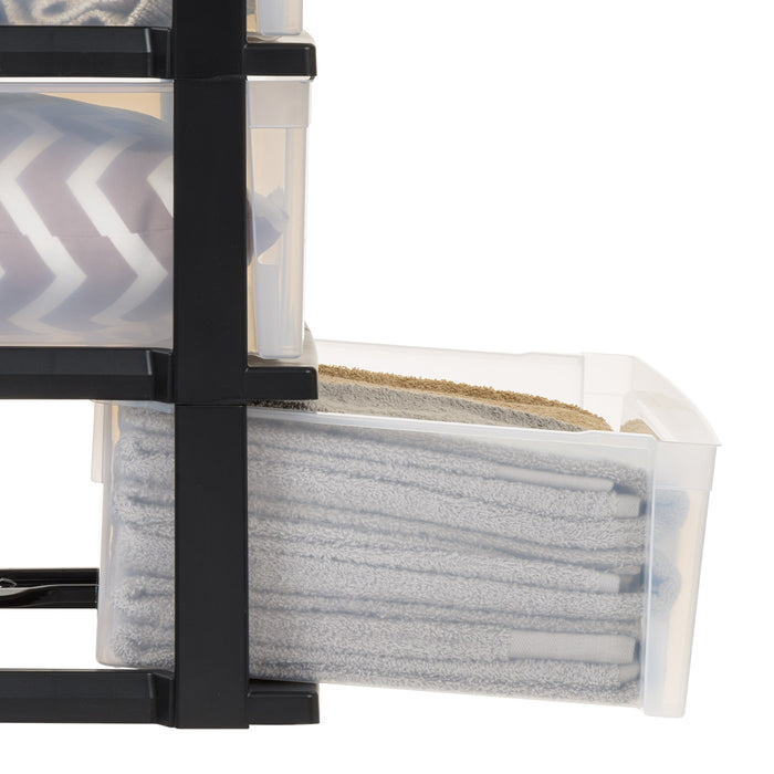 3-Drawer Wide Plastic Storage Drawer, Black, Set of 2 - IRIS USA, Inc.