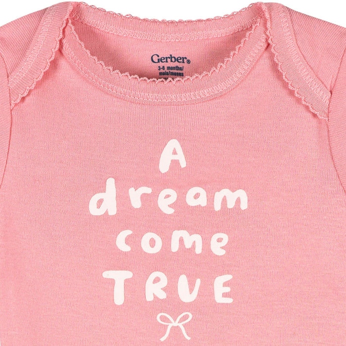 3-Pack Baby Girls Dream Come True Short Sleeve Onesies® Bodysuits Onesies Bodysuits Gerber®