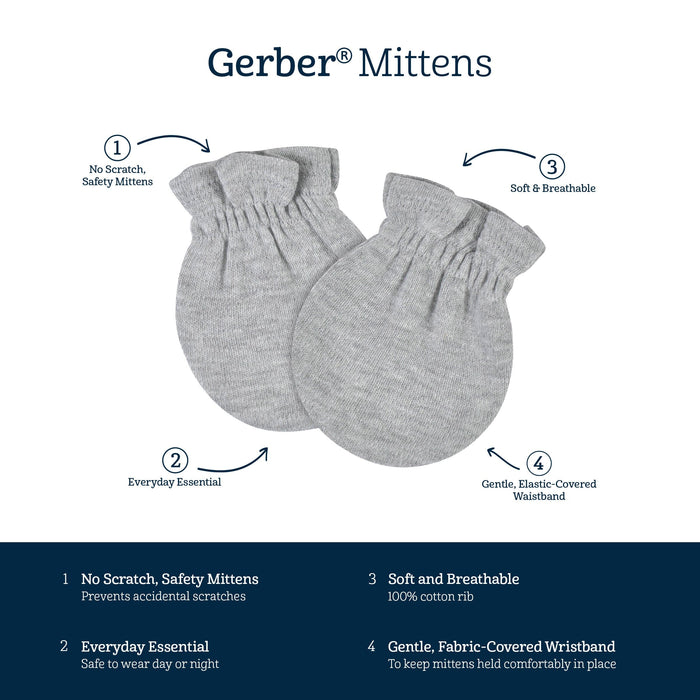 3-Pack Baby Neutral Safari No Scratch Mittens