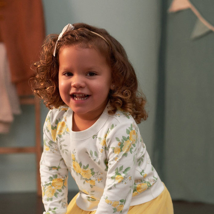 3-Piece Baby & Toddler Girls Golden Flowers French Terry Top, Tulle Tutu, & Legging Set