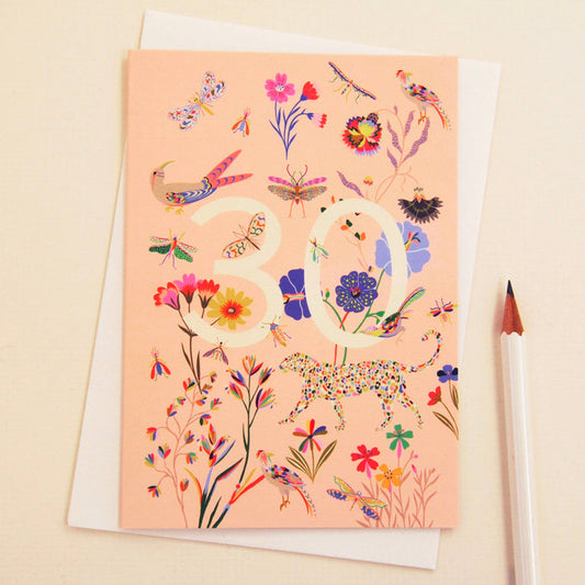 30th Birthday Number Greetings Card - Precious Sparkle