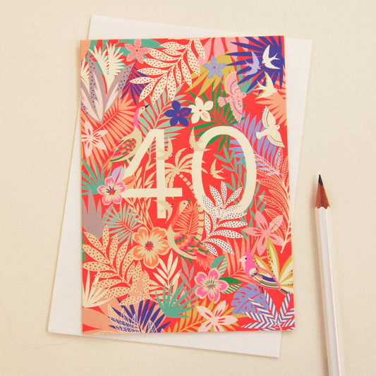 40th Birthday Number Greetings Card - Precious Sparkle