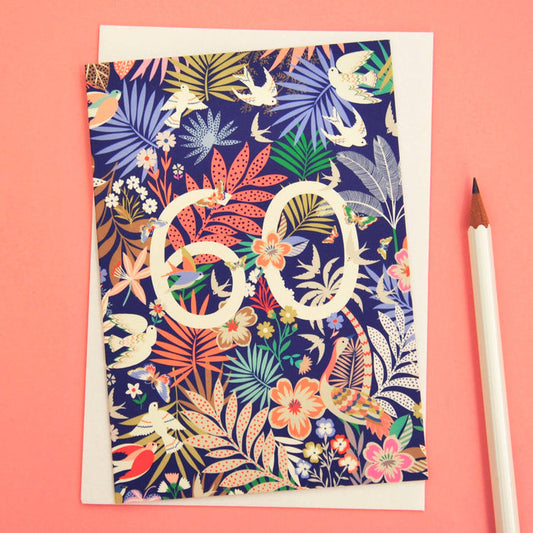 60th Birthday Number Greetings Card - Precious Sparkle