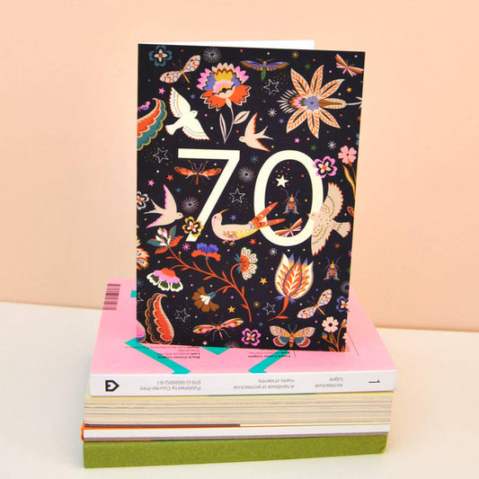 70th Botanical Milestone Birthday Card - Precious Sparkle