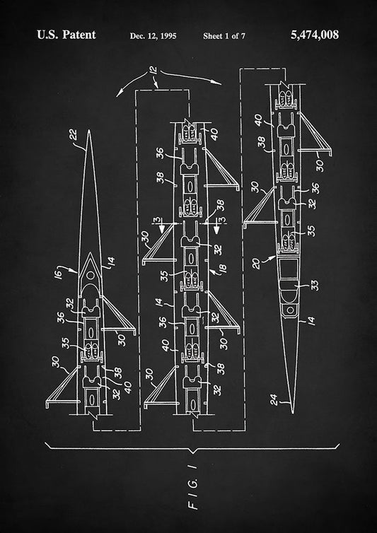 8 Man Rowing Shell Patent - Art Print - Zapista
