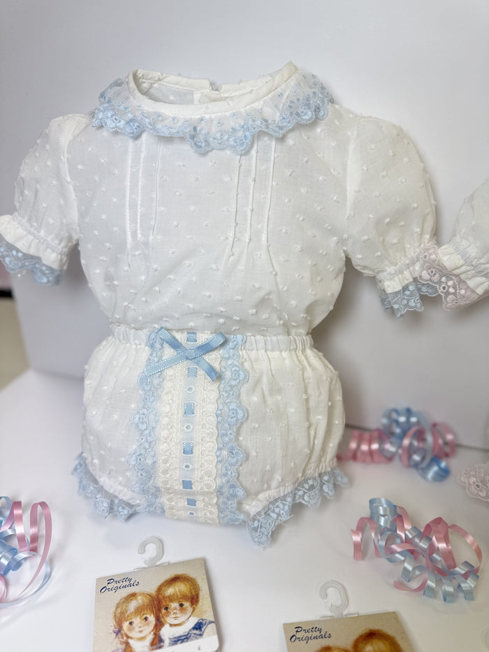 Miranda SS25 Cream/Blue Jam Pant Set