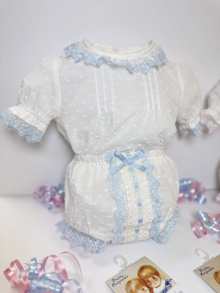 Miranda SS25 Cream/Blue Jam Pant Set