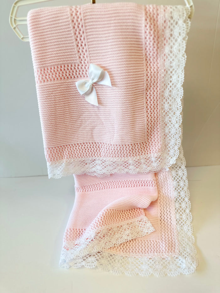 Luxury Pink/White lace Shawl 3468